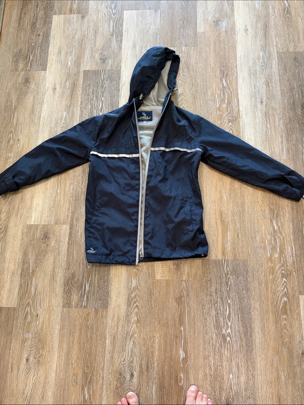 Simply Southern Navy Kids Hooded Raincoat with Reflective Trim